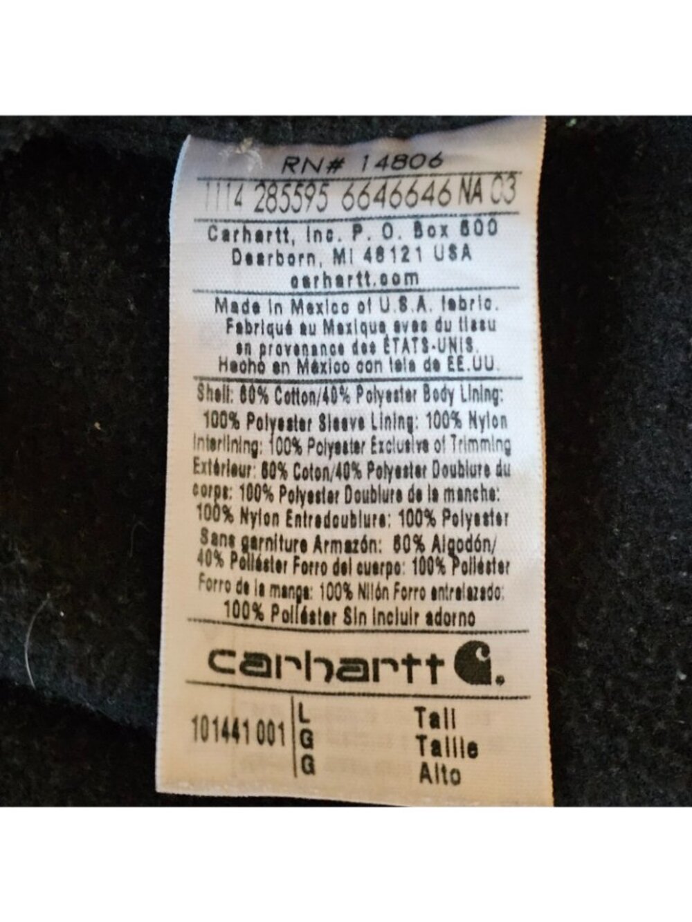 Carhartt Quick Duck Livingston Jacket Mens L Tall Black Thinsulate Hood Workwear - Picture 7 of 12